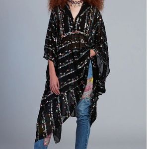 NWT DESIGNER Anna Sui x Anthropologie Black Beaded Fantasy Kaftan SIZE S